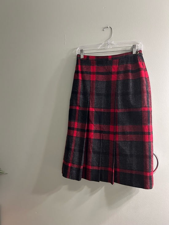 Vintage Dresses & Skirts - Beautiful vintage 100% wool plaid pleated skirt red and black made in USA
